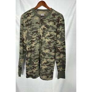 Joe Boxer Mens Camo Y2K Thermal Waffle Henley Dexter Kill Shirt Army Punk Size L